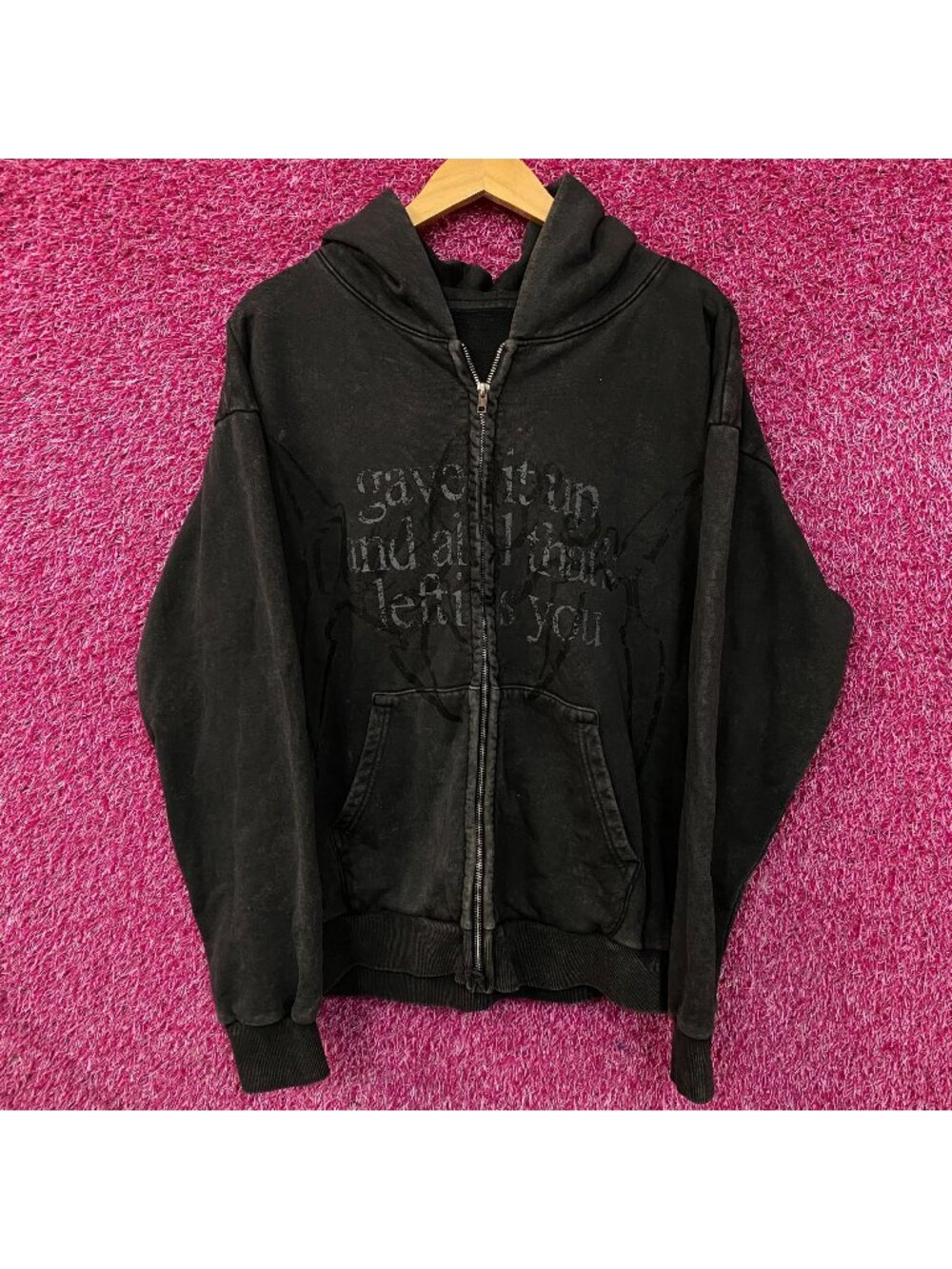 Keshi “Gave It Up and All That’s Left Is You” Graphic Zip-Up Hoodie Medium